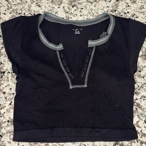 Urban Outfitters Black and Gray Ribbed Shirt